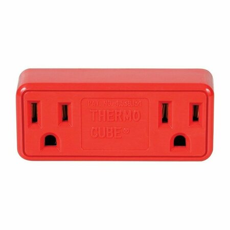 FARM INNOVATORS Thermo Cube Duplex Receptacle, 15 A, 120 V, NEMA: 5-15R, Red TC-21